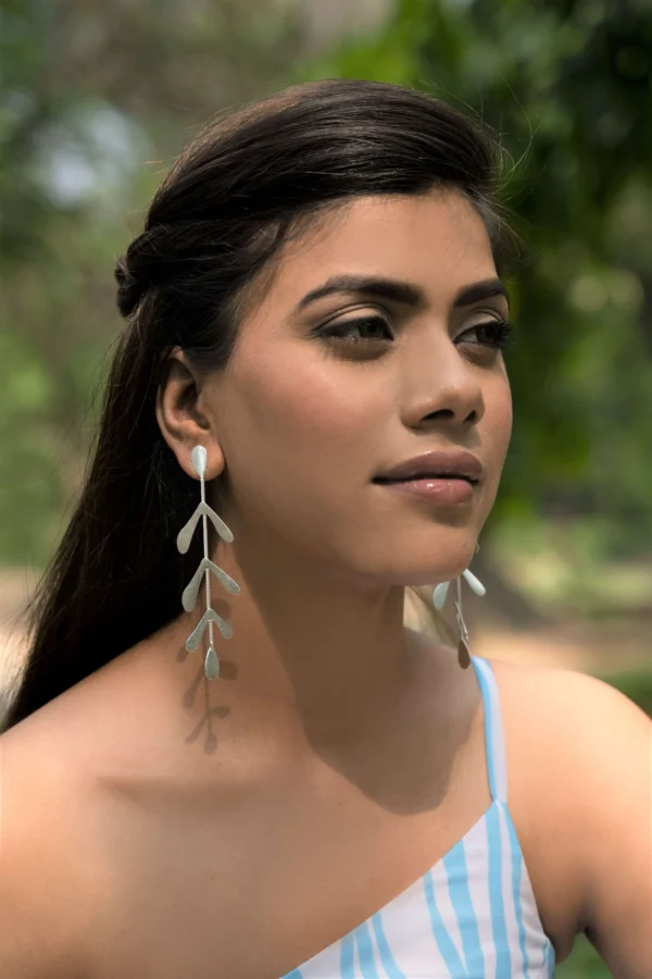 Silver Leaf Earrings - Image 3